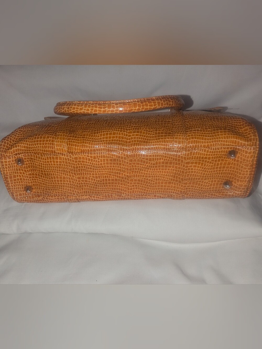 BCBGMaxAzria Amber Patent Lizard Embossed Italian Leather Satchel.NWT - Picture 6 of 14